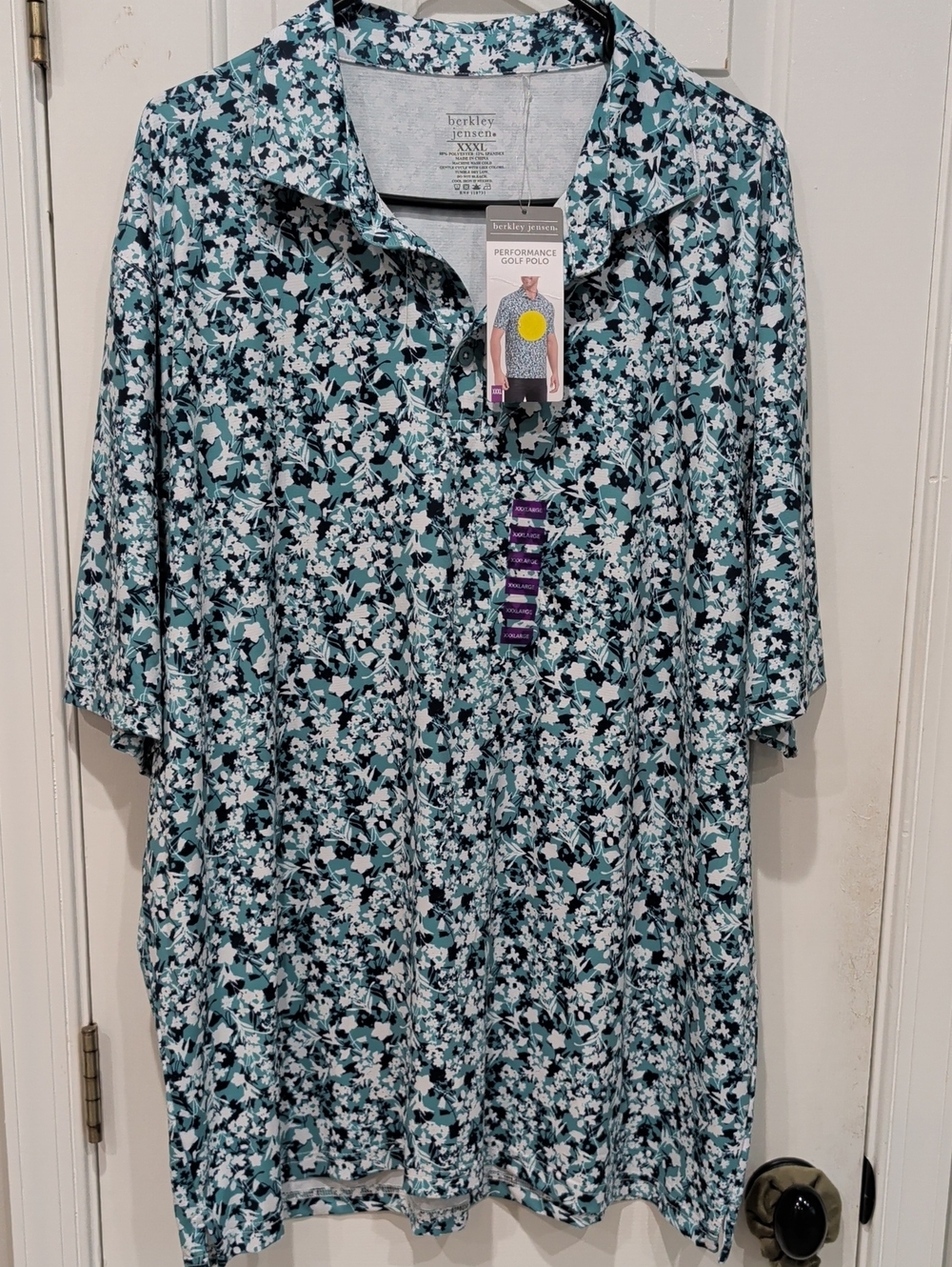 Berkley Jensen Men’s Teal Floral Performance Button-Down Shirt